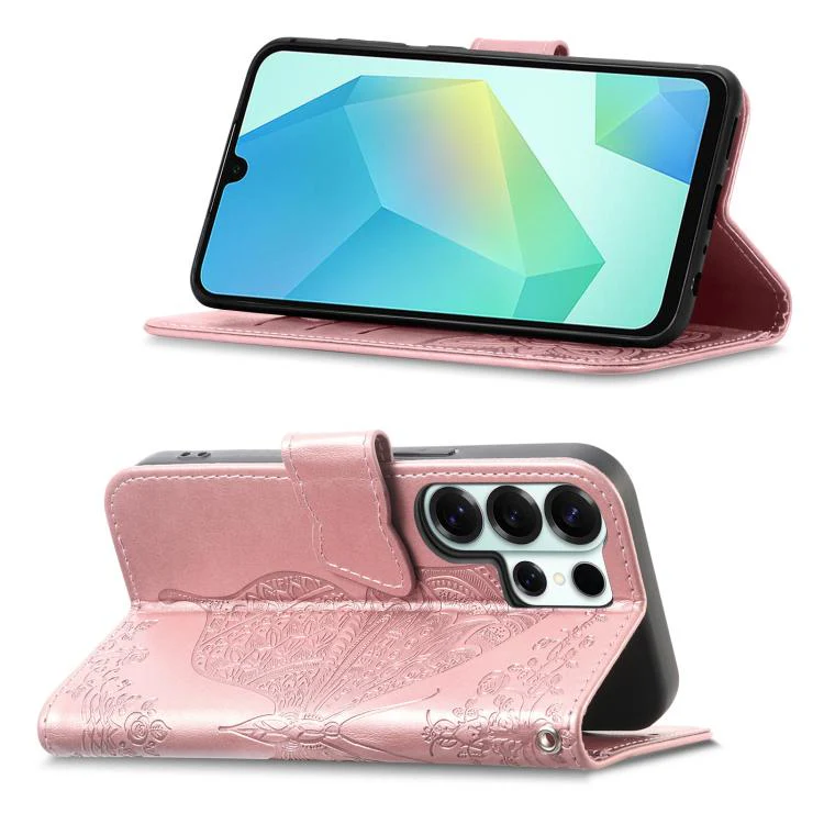 For Samsung Galaxy S26 Ultra 5G Butterfly Love Flower Embossed Leather Phone Case(Rose Gold) - Image 4