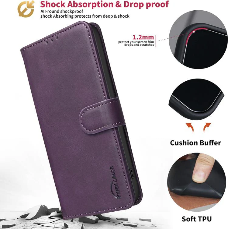 For Samsung Galaxy S26 Ultra 5G Solid Color Calfskin Texture RFID Vegan Leather Phone Case(Purple) - Image 6