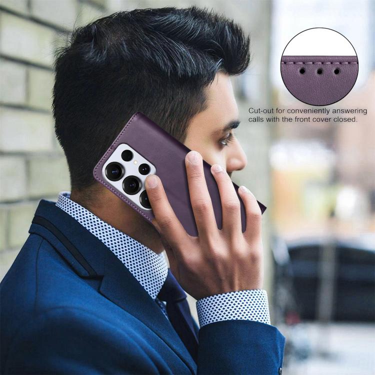 For Samsung Galaxy S26 Ultra 5G Solid Color Calfskin Texture RFID Vegan Leather Phone Case(Purple) - Image 9