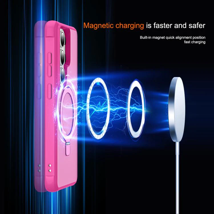 For Samsung Galaxy S26 Ultra 5G TPU+PC MagSafe Magnetic Holder Phone Case(Rose Red) - Image 3