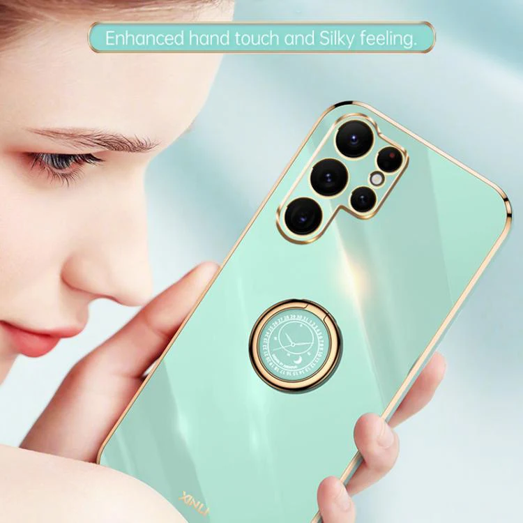 For Samsung Galaxy S26 Ultra 5G XINLI Straight Edge 6D Electroplate TPU Phone Case with Ring Holder(Black) - Image 5