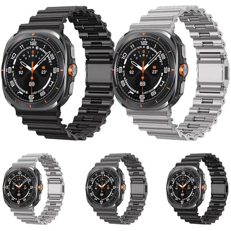 For Samsung Galaxy Watch Ultra 2025 / Ultra 47mm Ocean Wave Texture Magnetic Clasp Stainless Steel Watch Band(Grey) - Image 2