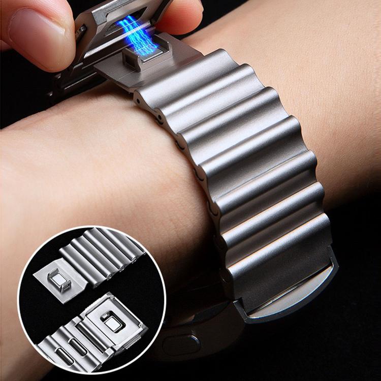 For Samsung Galaxy Watch Ultra 2025 / Ultra 47mm Ocean Wave Texture Magnetic Clasp Stainless Steel Watch Band(Grey) - Image 6