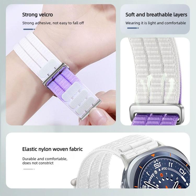 For Samsung Galaxy Watch Ultra 47mm / Ultra 2025 Double-Link Cloud-Feel Breathable Nylon Loop Metal Head Watch Band(Lime Green) - Image 3