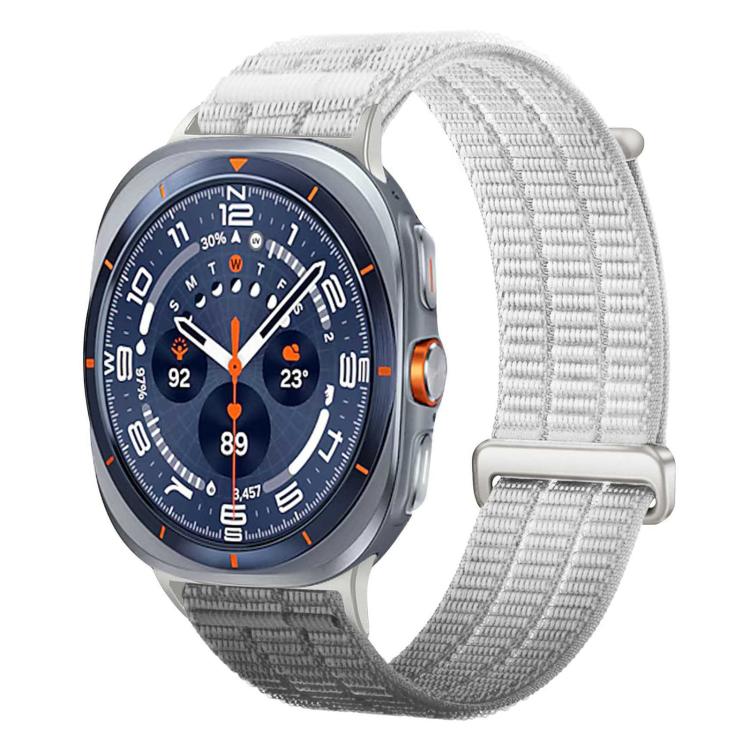 For Samsung Galaxy Watch Ultra 47mm / Ultra 2025 Double-Link Cloud-Feel Breathable Nylon Loop Metal Head Watch Band(Mist Gray)