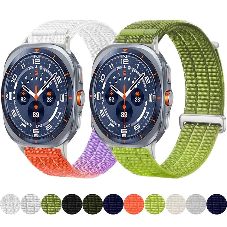 For Samsung Galaxy Watch Ultra 47mm / Ultra 2025 Double-Link Cloud-Feel Breathable Nylon Loop Metal Head Watch Band(Mist Gray) - Image 2