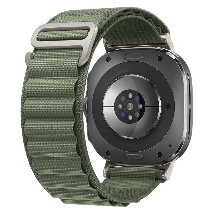 For Samsung Galaxy Watch Ultra 47mm / Ultra 2025 xDfind Silver Buckle Loop Nylon Watch Band(Army Green)
