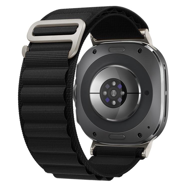 For Samsung Galaxy Watch Ultra 47mm / Ultra 2025 xDfind Silver Buckle Loop Nylon Watch Band(Black)