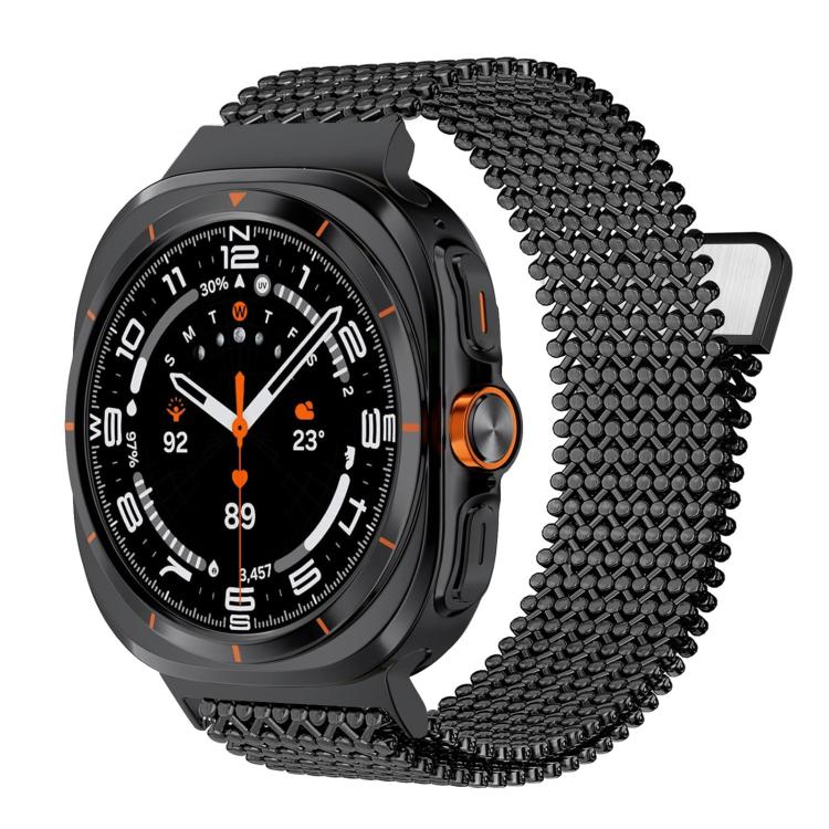 For Samsung Galaxy Watch Ultra / Ultra 2025 Breathable Stainless Steel Magnetic Watch Band(Black)