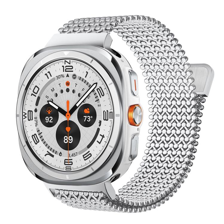 For Samsung Galaxy Watch Ultra / Ultra 2025 Breathable Stainless Steel Magnetic Watch Band(Silver)