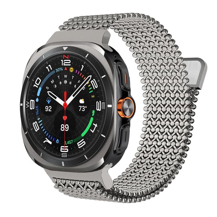 For Samsung Galaxy Watch Ultra / Ultra 2025 Breathable Stainless Steel Magnetic Watch Band(Titanium)