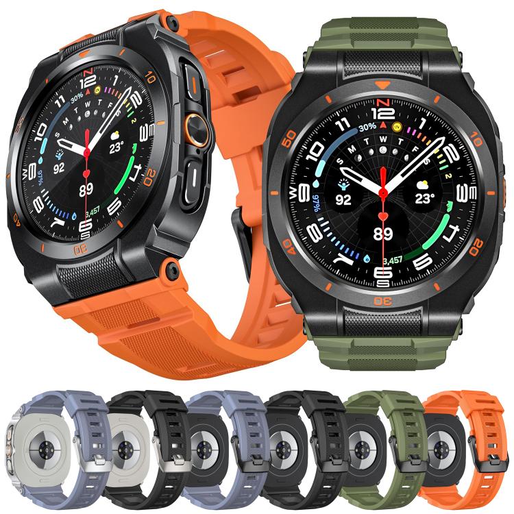 For Samsung Galaxy Watch Ultra / Ultra 2025 Vibrant Zinc Alloy Cover Integrated Silicone Watch Band(Black Army Green) - Image 5