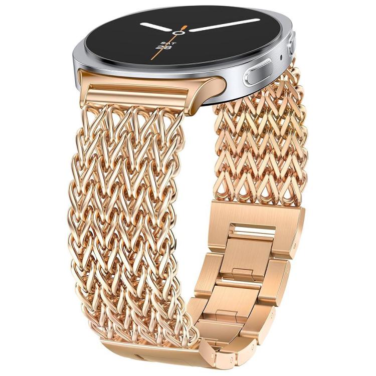 For Samsung Galaxy Watch Ultra / Ultra 2025 xDfind Herringbone Braided Stainless Steel Watch Band(Rose Gold)