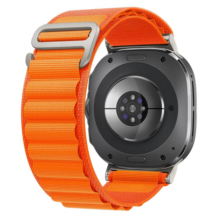 For Samsung Galaxy Watch8 / 8 Classic xDfind Silver Buckle Loop Nylon Watch Band(Orange)