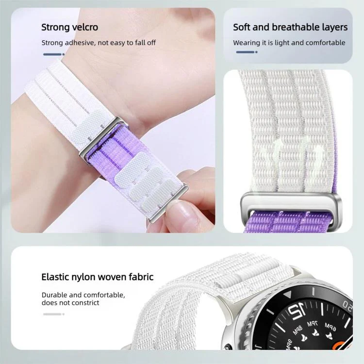 For Samsung Galaxy Watch8 / Watch8 Classic Double-Link Cloud-Feel Breathable Nylon Loop Metal Head Watch Band(Blue) - Image 3