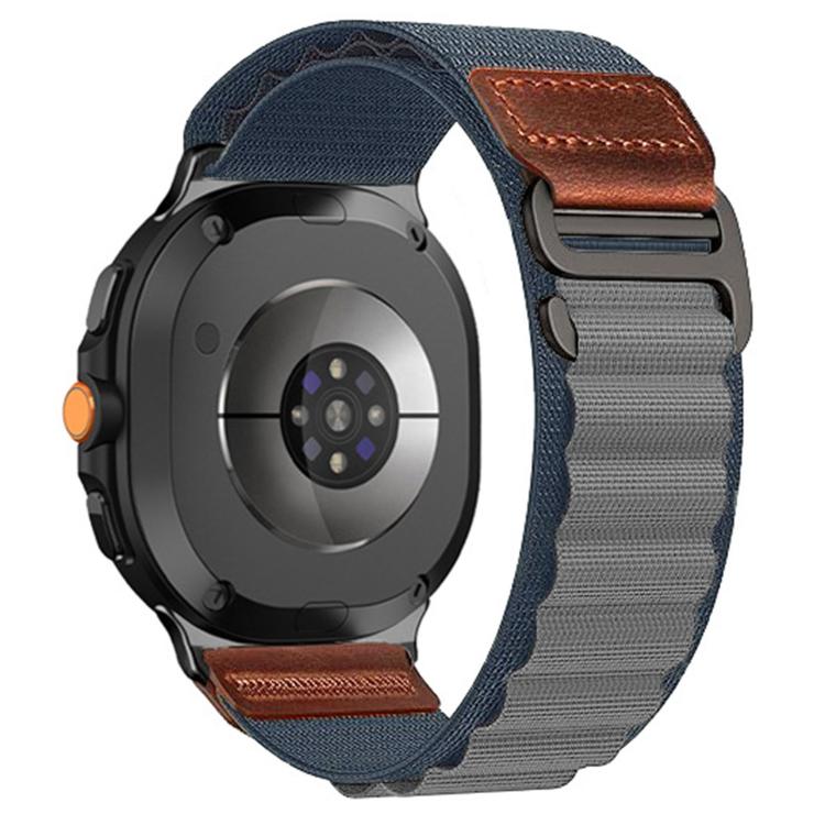 For Samsung Galaxy Watch8 / Watch8 Classic Retro Vegan Leather Label Alpine Nylon Loop Watch Band(Blue)
