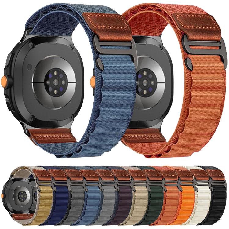 For Samsung Galaxy Watch8 / Watch8 Classic Retro Vegan Leather Label Alpine Nylon Loop Watch Band(Blue) - Image 2