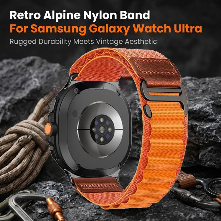 For Samsung Galaxy Watch8 / Watch8 Classic Retro Vegan Leather Label Alpine Nylon Loop Watch Band(Light Blue) - Image 4