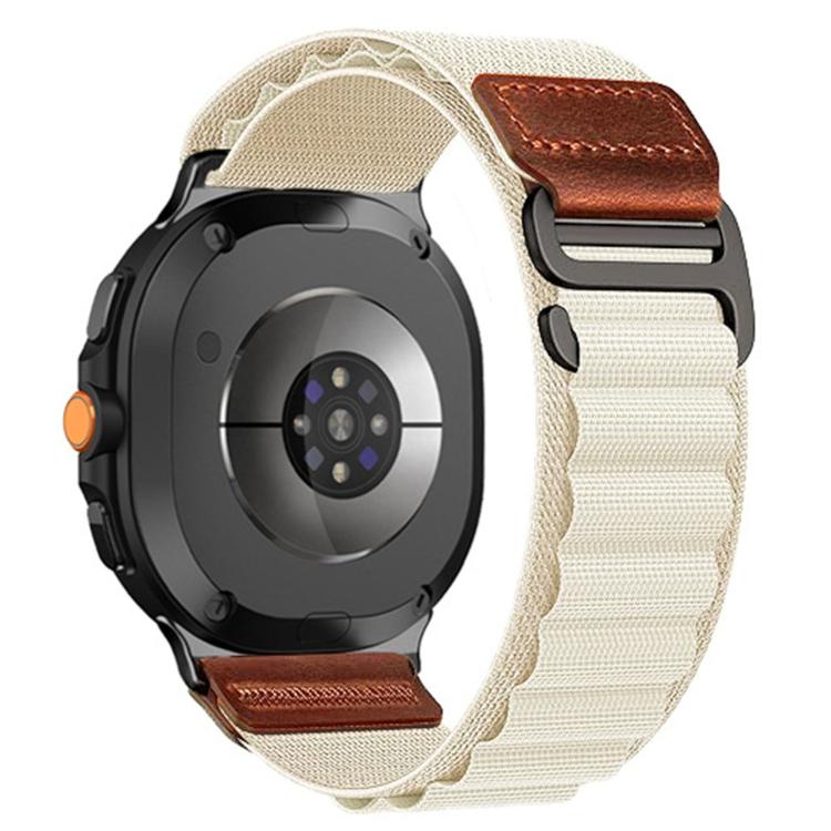For Samsung Galaxy Watch8 / Watch8 Classic Retro Vegan Leather Label Alpine Nylon Loop Watch Band(Starlight)