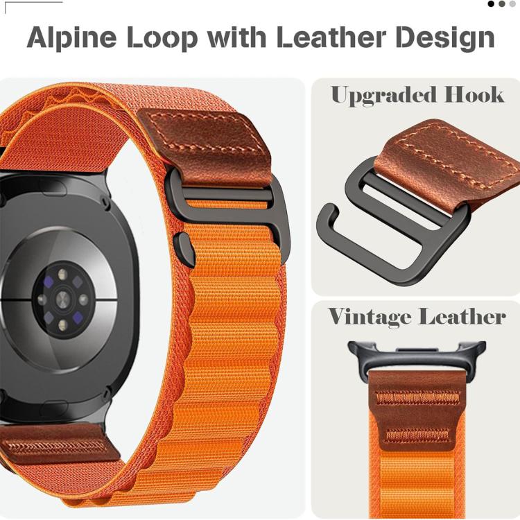 For Samsung Galaxy Watch8 / Watch8 Classic Retro Vegan Leather Label Alpine Nylon Loop Watch Band(Starlight) - Image 3