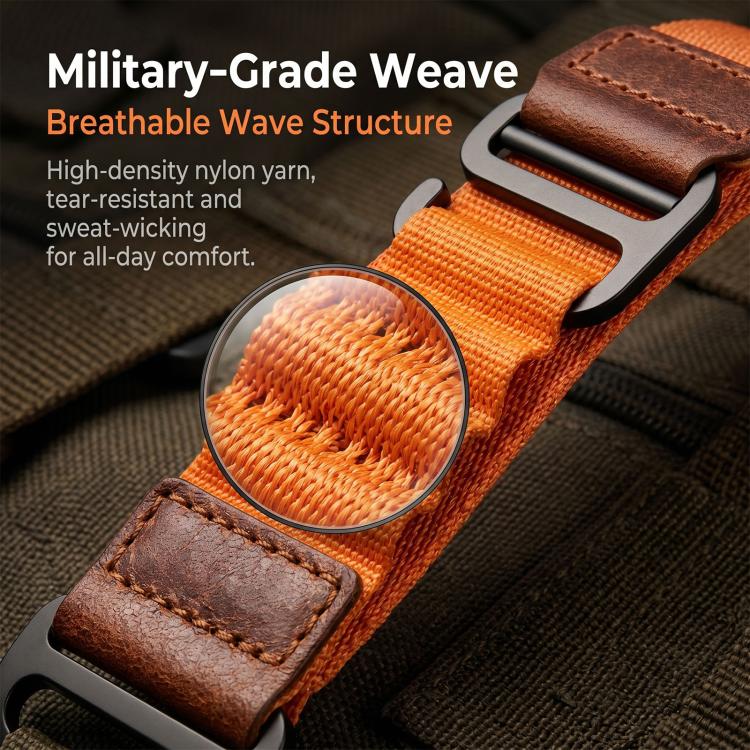 For Samsung Galaxy Watch8 / Watch8 Classic Retro Vegan Leather Label Alpine Nylon Loop Watch Band(Starlight) - Image 5
