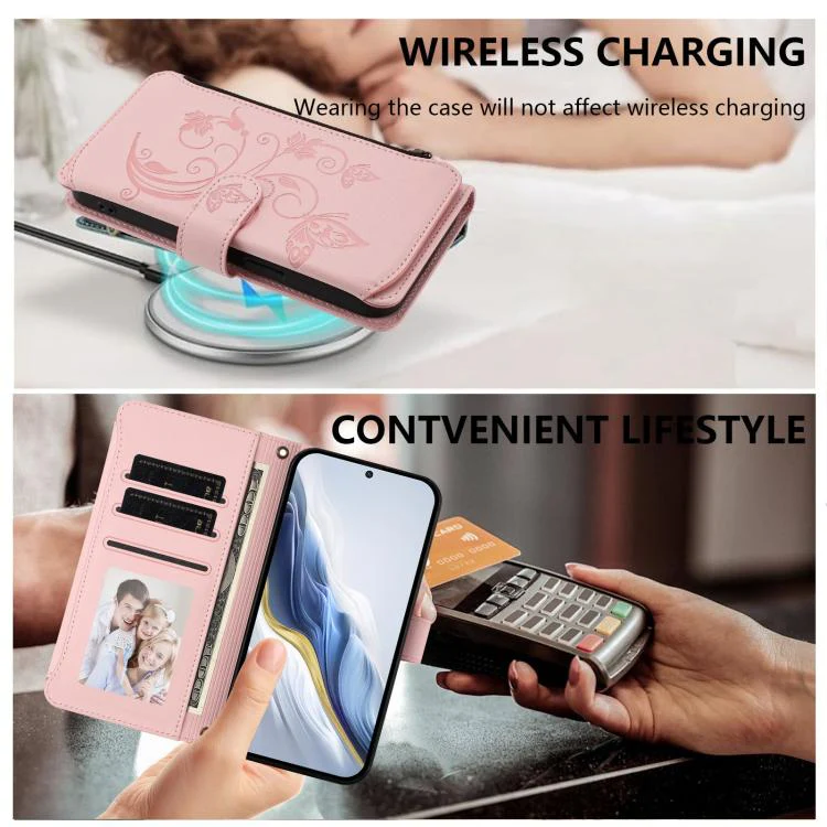 For Sharp Aquos Sense8 Butterfly Love Flower Multi-card Zipper Wallet Leather Phone Case(Pink) - Image 7