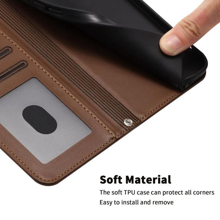 For Sharp Aquos Sense8 SHG11 / SH-54D Happy Heart Pattern Magnetic Closure Vegan Leather Phone Case with Wrist Strap(Brown) - Image 7