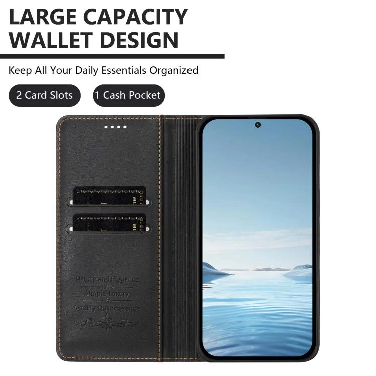 For Sharp Aquos sense8 SHG11 / SH-54D Strong Magnetic Dual Butterfly RFID Vegan Leather Phone Case(Black) - Image 3