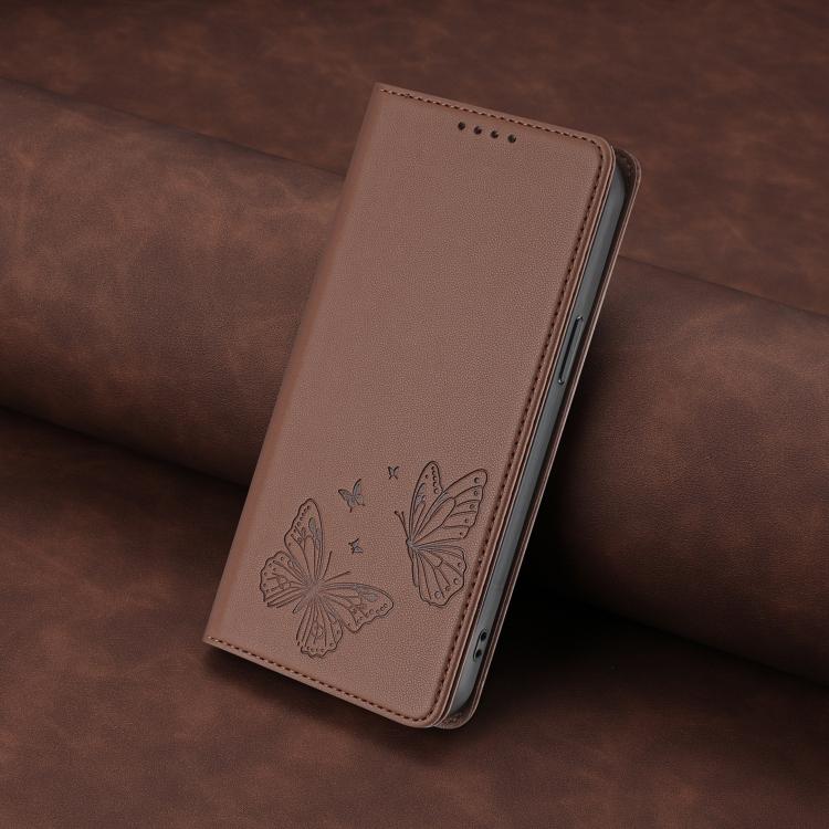 For Sharp Aquos wish3 Strong Magnetic Dual Butterfly RFID Vegan Leather Phone Case(Brown) - Image 7
