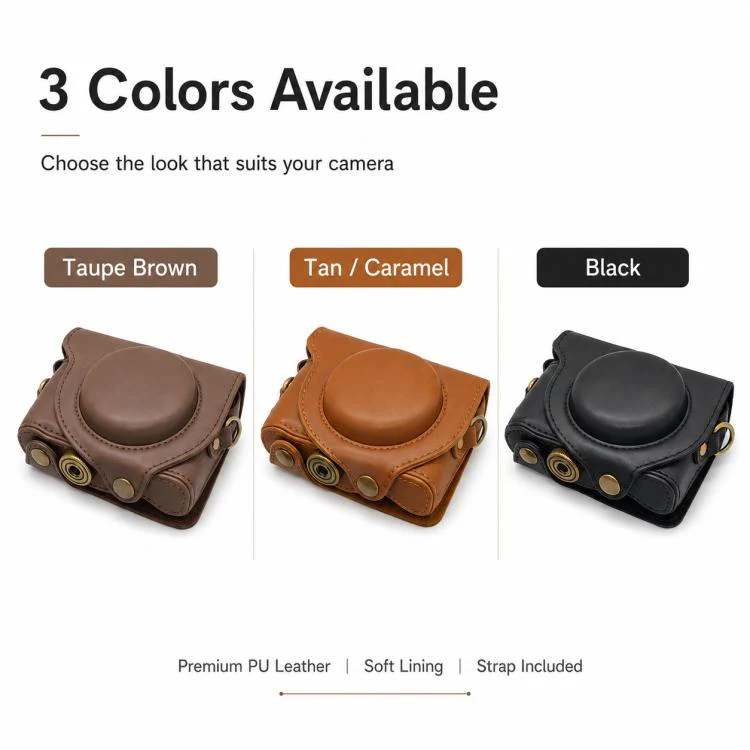 For Sony DSC-WX500 Full Body Retro Vegan Leather Camera Case Bag with Strap(Brown) - Image 10