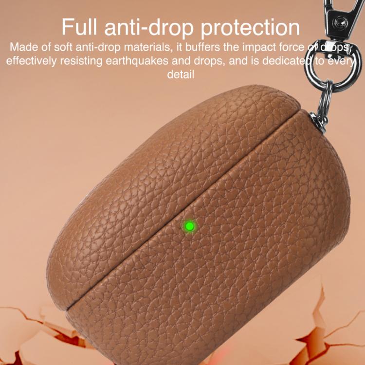 For Sony WF-1000XM5 Litchi Texture PU Earphones Case with Hook(White) - Image 6