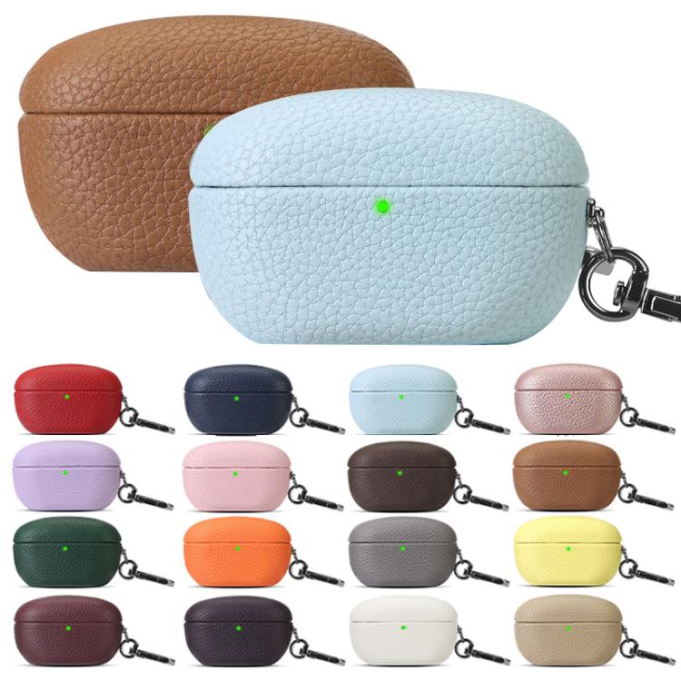 For Sony WF-1000XM5 Litchi Texture PU Earphones Case with Hook(Yellow) - Image 2