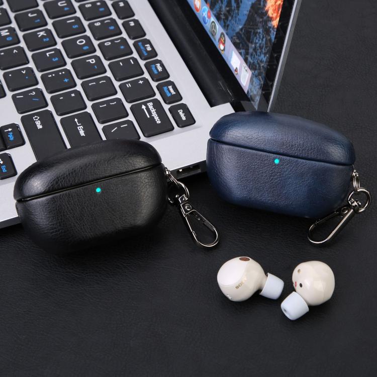 For Sony WF-1000XM5 Oily Leather Bluetooth Earphone Protective Case(Black) - Image 11