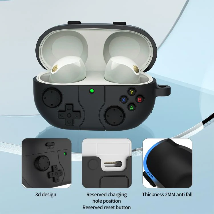 For Sony WF-1000XM5 Retro Game Console Style Silicone Earbuds Case(Dark Grey) - Image 3