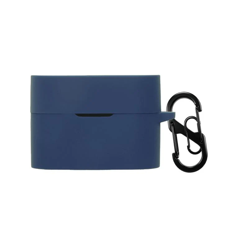 For Sony WF-1000XM6 Earphone Silicone Protective Case with Carabiner(Dark Blue)