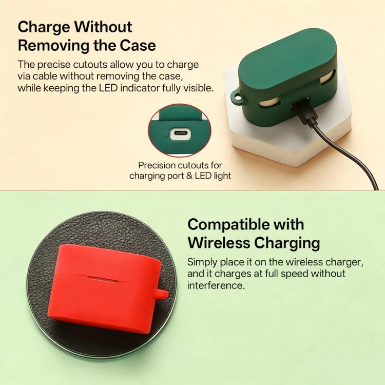 For Sony WF-1000XM6 Earphone Silicone Protective Case with Carabiner(Dark Green) - Image 5