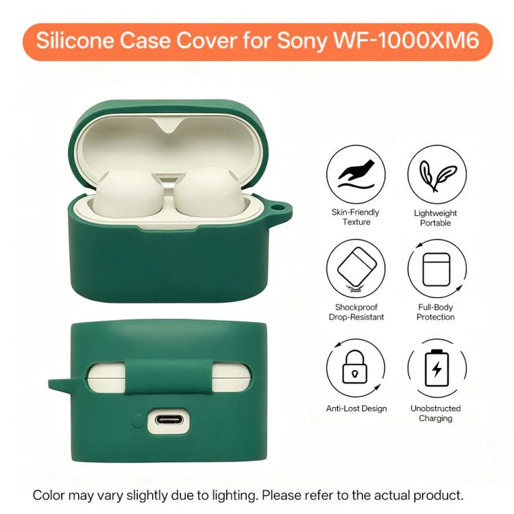 For Sony WF-1000XM6 Earphone Silicone Protective Case with Carabiner(Red) - Image 4