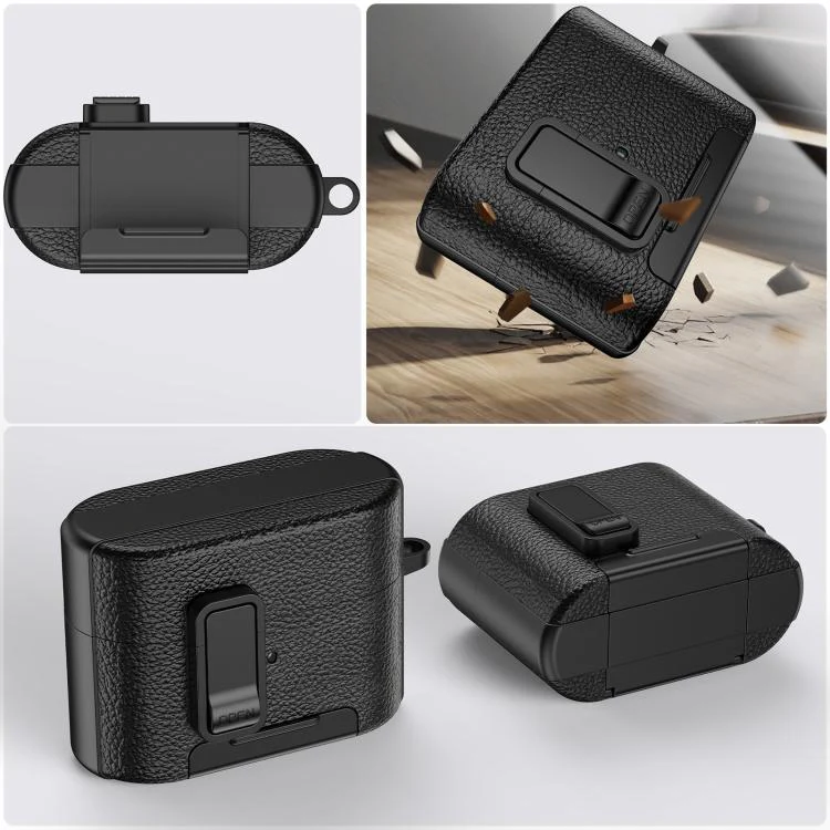 For Sony WF-1000XM6 Leather Texture Wireless Earphones Case with Hook & Holder(Orange) - Image 6