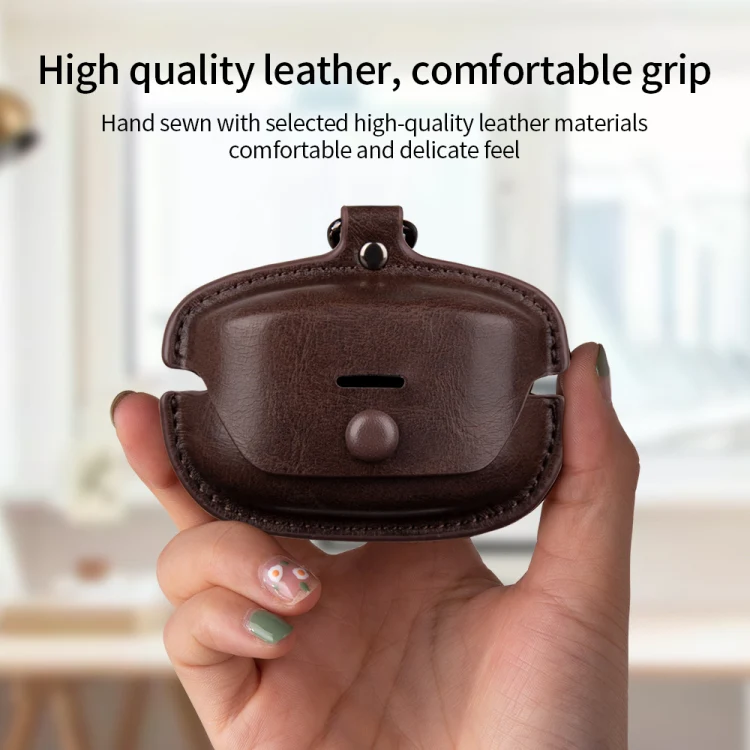 For Sony WF-1000XM6 Leather TWS Earphone Protective Case with Hook(Light Brown) - Image 8