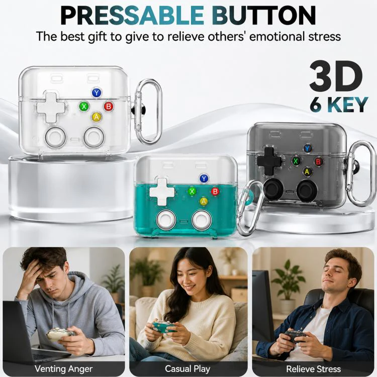 For Sony WF-1000XM6 XDcase Transparent Retro Game Console Design Earbuds Case with Holder & Stress Relief Button(Green) - Image 7