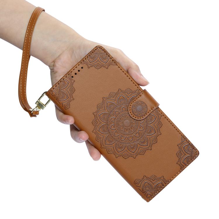 For Sony Xperia 1 Ⅶ Totem Embossed Magnetic Closure Vegan Leather Phone Case with Strap(Brown) - Image 3