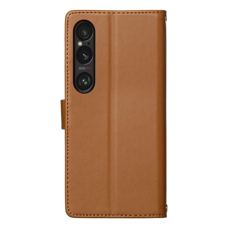 For Sony Xperia 1 Ⅶ Totem Embossed Magnetic Closure Vegan Leather Phone Case with Strap(Brown) - Image 4