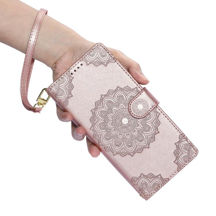 For Sony Xperia 1 Ⅶ Totem Embossed Magnetic Closure Vegan Leather Phone Case with Strap(Pink) - Image 3