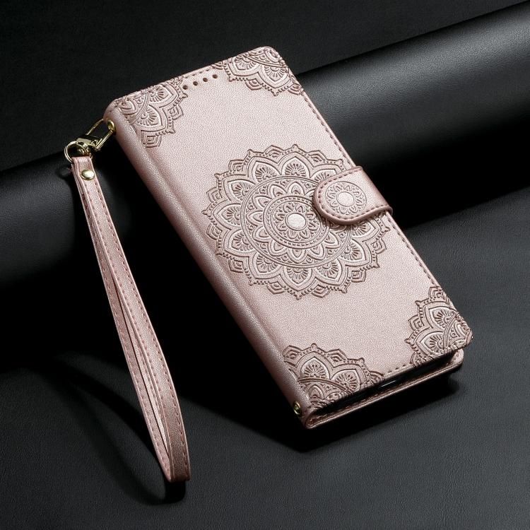 For Sony Xperia 1 Ⅶ Totem Embossed Magnetic Closure Vegan Leather Phone Case with Strap(Pink) - Image 6