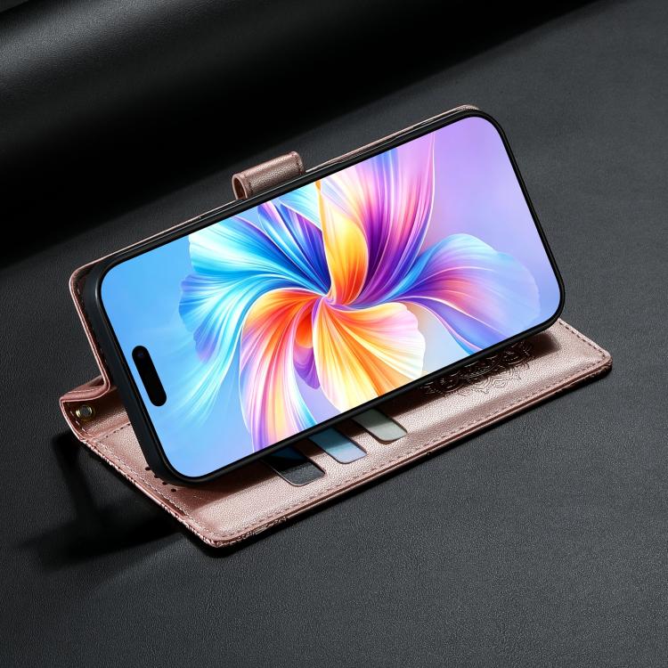 For Sony Xperia 1 Ⅶ Totem Embossed Magnetic Closure Vegan Leather Phone Case with Strap(Pink) - Image 7