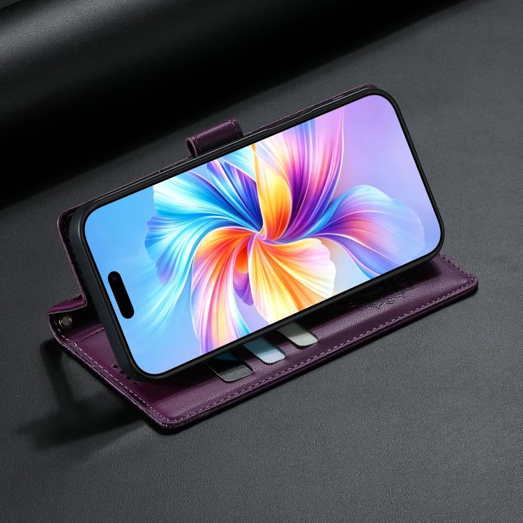 For Sony Xperia 1 Ⅶ Totem Embossed Magnetic Closure Vegan Leather Phone Case with Strap(Purple) - Image 7