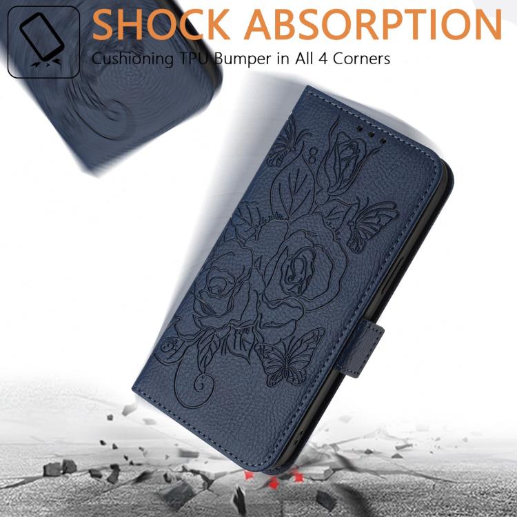 For Sony Xperia 1 VIII Embossed Rose RFID Anti-theft Leather Phone Case(Dark Blue) - Image 6
