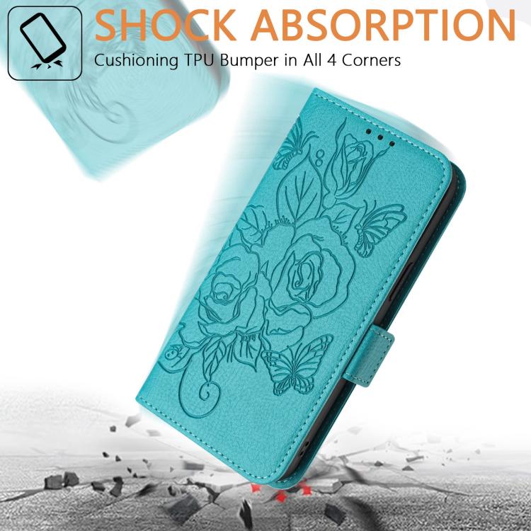 For Sony Xperia 1 VIII Embossed Rose RFID Anti-theft Leather Phone Case(Light Blue) - Image 6