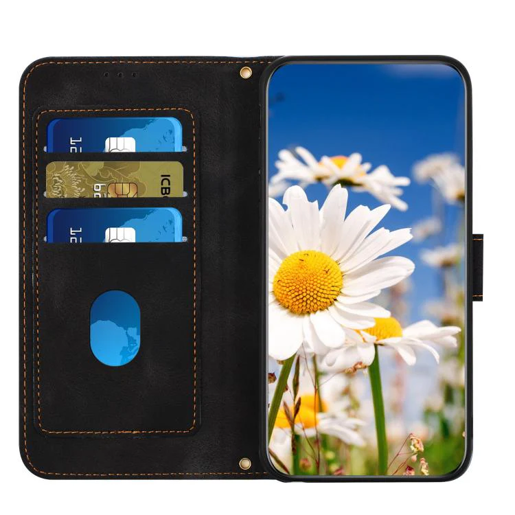 For Sony Xperia 1 VIII Floral Pattern Leather Phone Case with Lanyard(Black) - Image 5