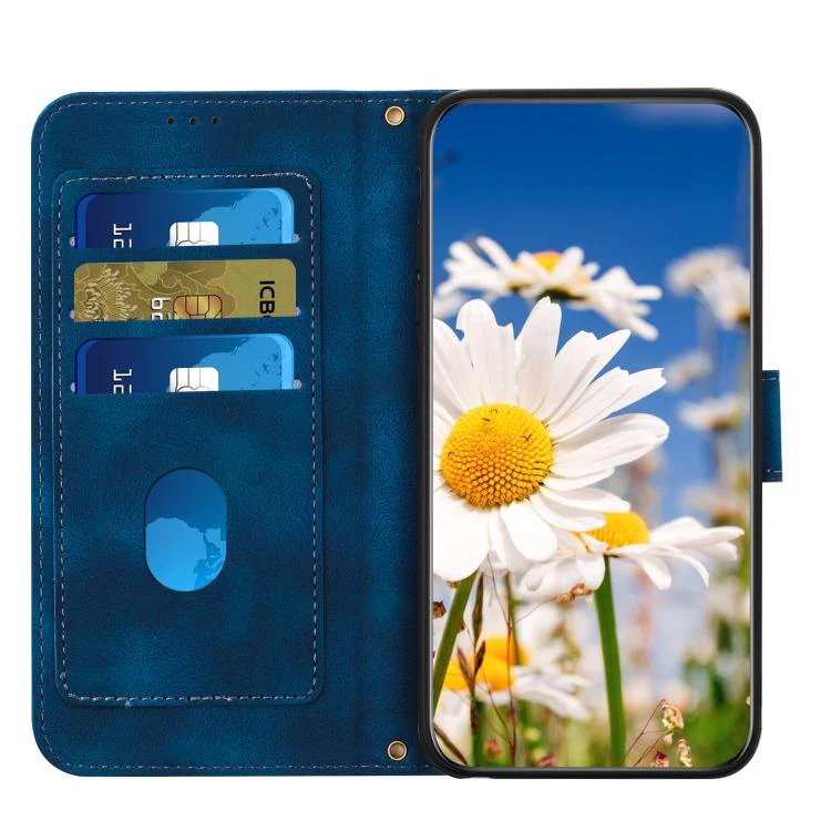 For Sony Xperia 1 VIII Floral Pattern Leather Phone Case with Lanyard(Dark Blue) - Image 5